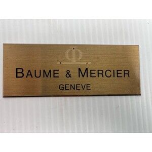 Vintage Baume & Mercier Geneve Brass Watch Dealer Display Sign Plaque Nameplate